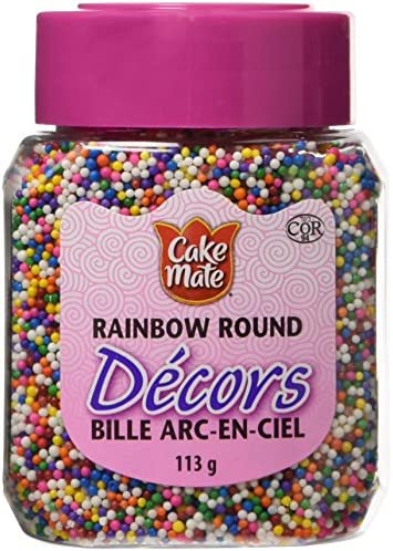 Cake Mate, Decorating with Ease, Decors Round Sprinkles, Rainbow, 113g