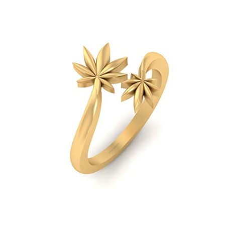 Cannabis Leaf Wedding Ring Solid 18k Yellow Gold Marijuana Ring Stoner Gift Jewelry