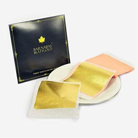Edible Genuine Gold Leaf Sheets - by Barnabas Blattgold - 3.1 inches Booklet of 25 Sheets - Transfer Patent Leaf