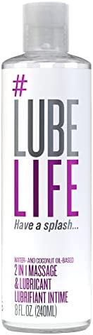 Lube Life 2-in-1 Water & Coconut Oil Based Massage and Lubricant, Massage Oil and Lube for Men, Women & Couples, 8 Fl Oz (240 mL)
